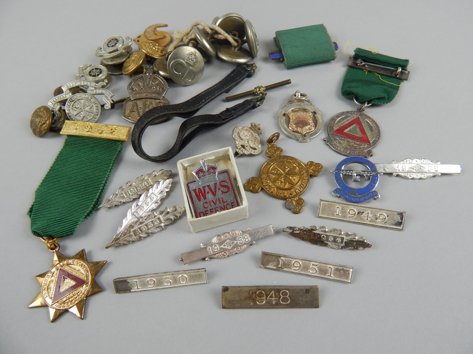 Appraisal: Various medals medallions buttons to include a silver fob St