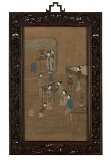 Appraisal: A framed Chinese scroll painting Qing Dynasty circa - painting