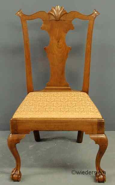 Appraisal: Philadelphia walnut side chair ''h x ''w x ''d seat