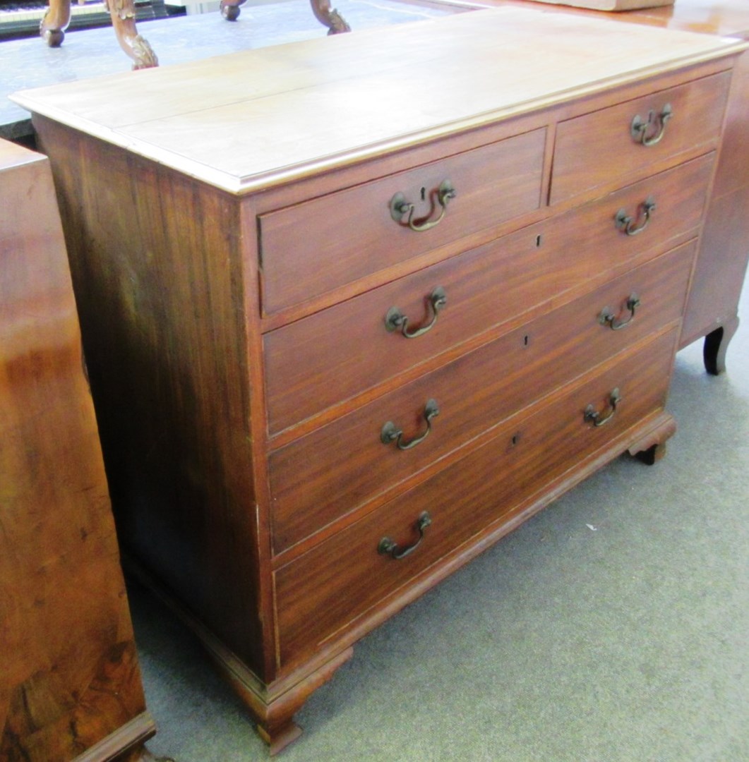 Appraisal: A George III mahogany chest of two short and three