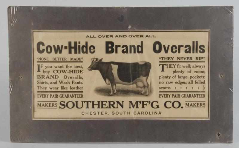 Appraisal: Paper Cow-Hide Brand Overalls Advertisement Description Matted and framed Depicts