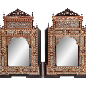 Appraisal: A Pair of Moorish Style Mother-of-Pearl Inlaid Mirrors th Century