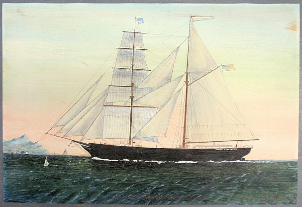 Appraisal: - Unframed drawing on cardboard of the sailing ship Julia