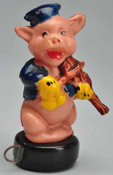 Appraisal: Pig Figural Tape Measure Description Japanese Celluloid One of the