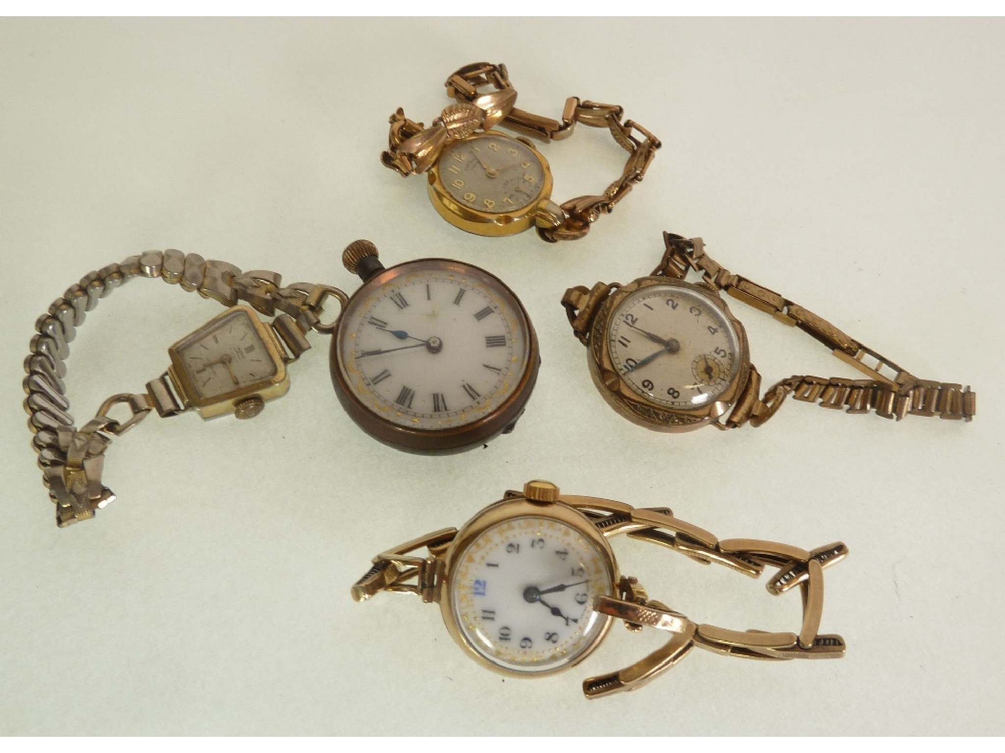 Appraisal: A LADY'S CT GOLD CASED WRIST WATCH jewel movement with