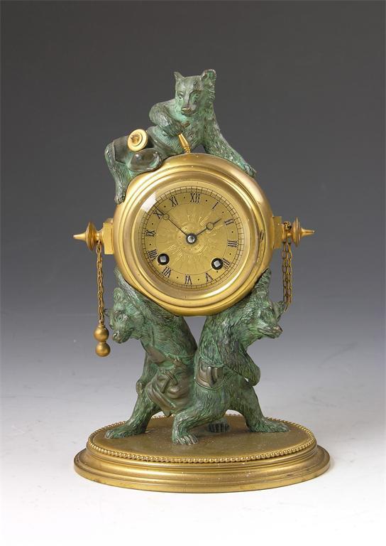 Appraisal: A continental ormolu and bronze mantel clock