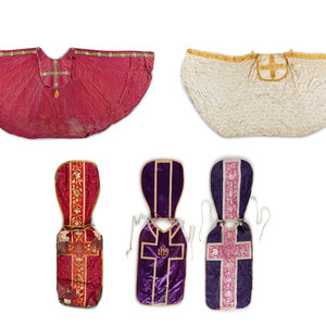 Appraisal: Five Ecclesiastical Vestments th Century Length of longest inches Property