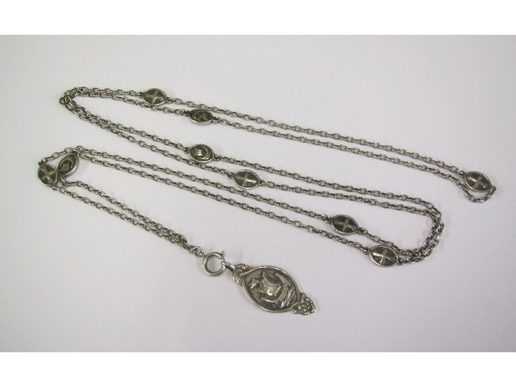 Appraisal: Alexander Ritchie silver pendant necklace featuring a Viking ship with