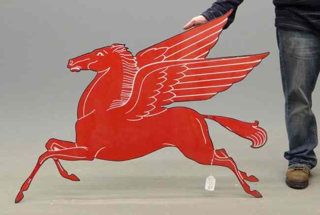 Appraisal: Early enamel Mobil Pegasus sign Repair to tail ' W