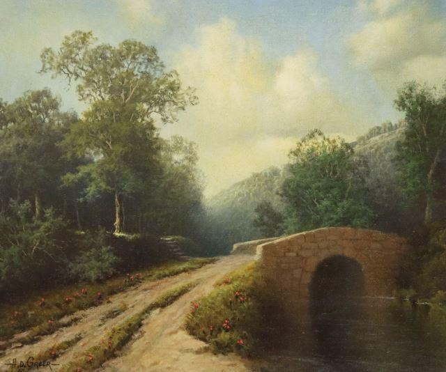 Appraisal: Framed oil on canvas painting Stone Bridge signed lower left