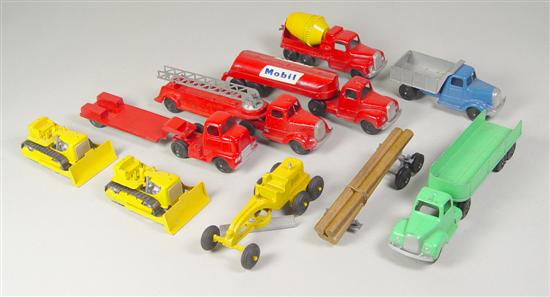 Appraisal: Collection of Vintage Tootsie Toy Construction Toys Nine trucks and