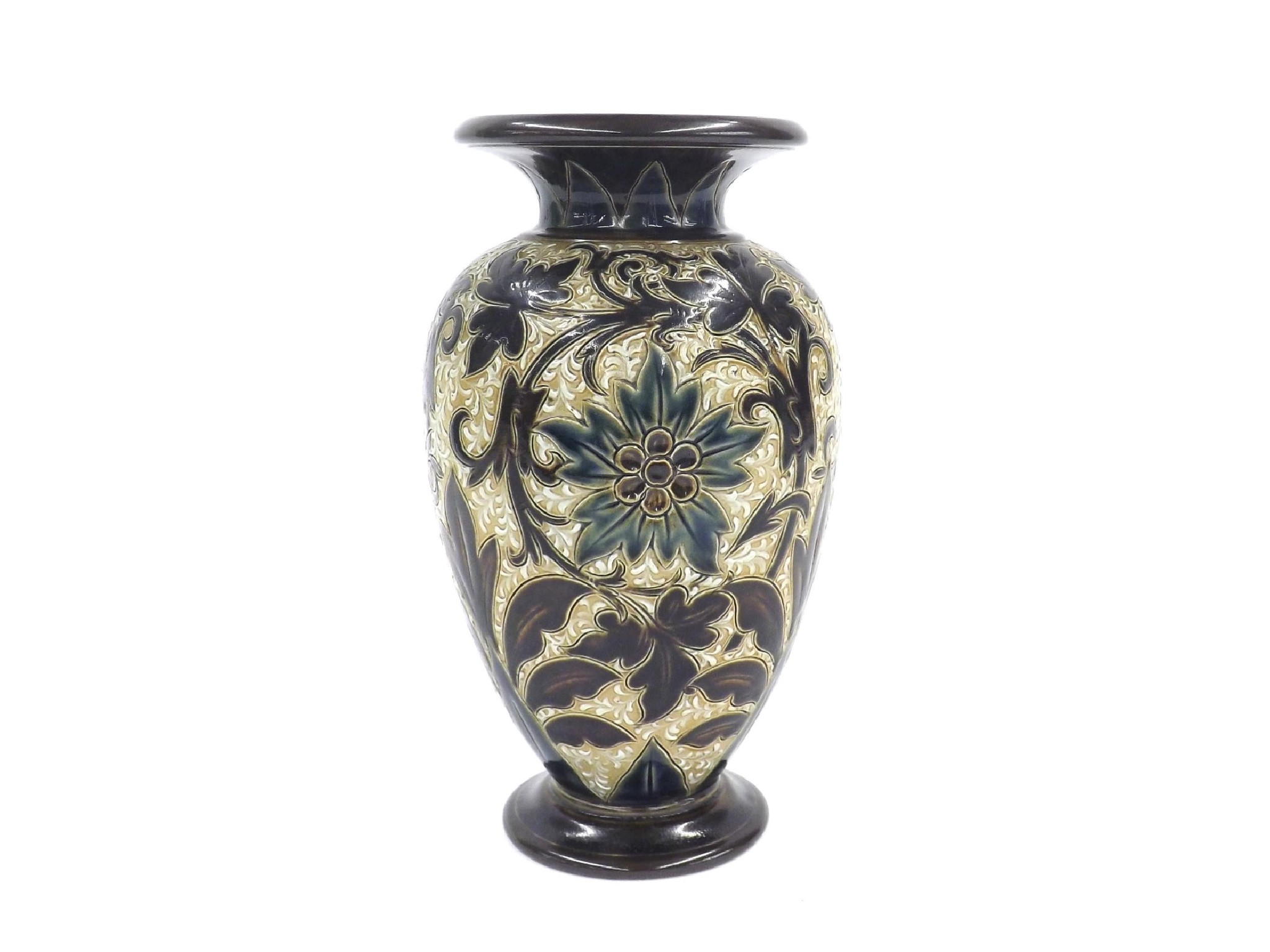 Appraisal: Doulton Lambeth stoneware baluster vase decorated with flowers and incised