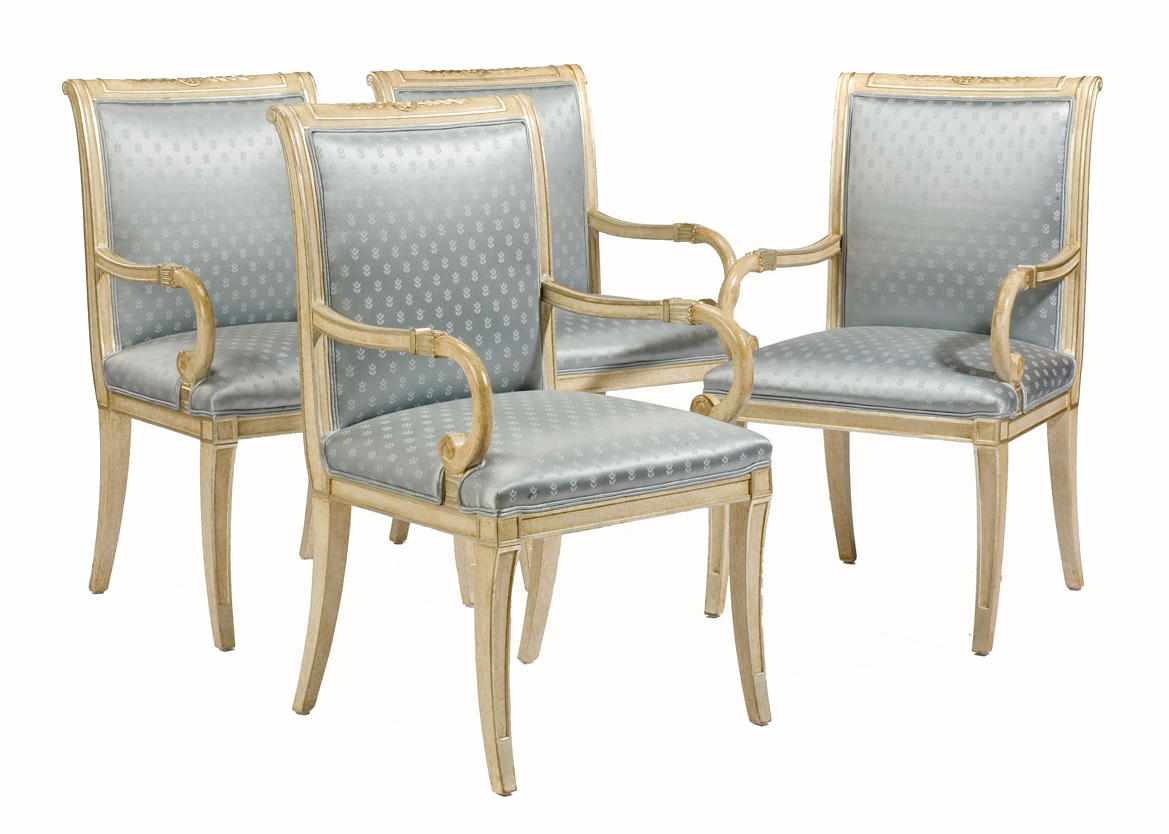 Appraisal: A set of four Neoclassical style paint decorated armchairs height