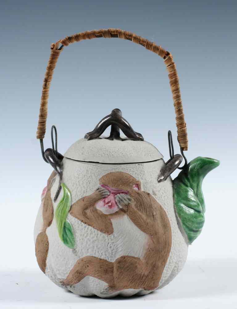 Appraisal: BANKO WARE MINIATURE TEA POT - Melon Form Japanese Banko