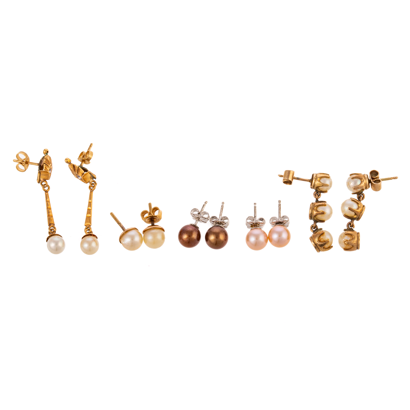 Appraisal: A LARGE COLLECTION OF PEARL EARRINGS K yellow gold three