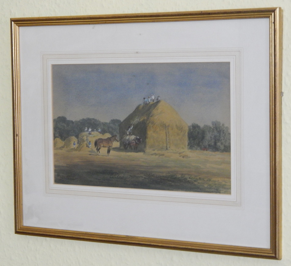 Appraisal: John Mitchell - Country landscape with haystack and farm workers