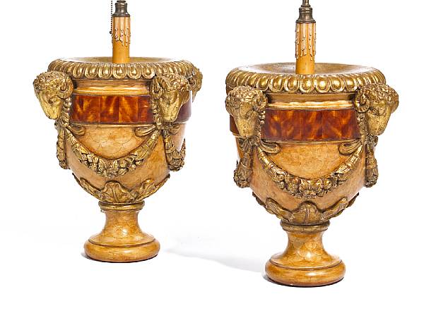 Appraisal: A pair of Baroque style parcel giltwood faux tortoiseshell and