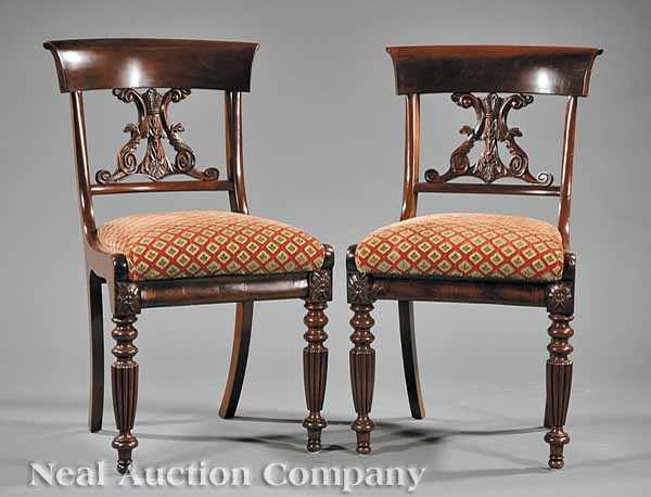 Appraisal: A Pair of American Late Classical Carved Mahogany Side Chairs