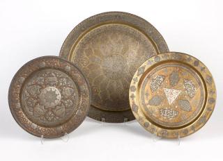 Appraisal: Three Indo Persian mixed metal chargers th century each circular