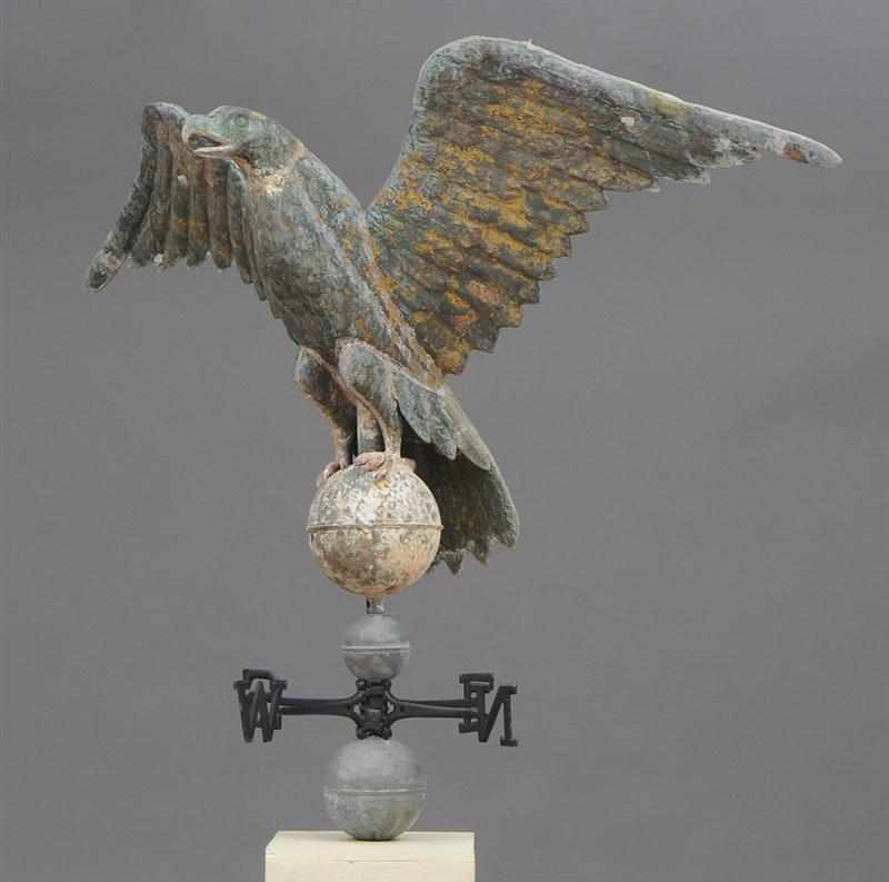 Appraisal: AMERICAN HOLLOW CAST ZINC AND METAL EAGLE WEATHERVANE Modeled with