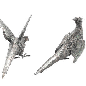 Appraisal: Two English Silver Pheasants London - one marked for Asprey