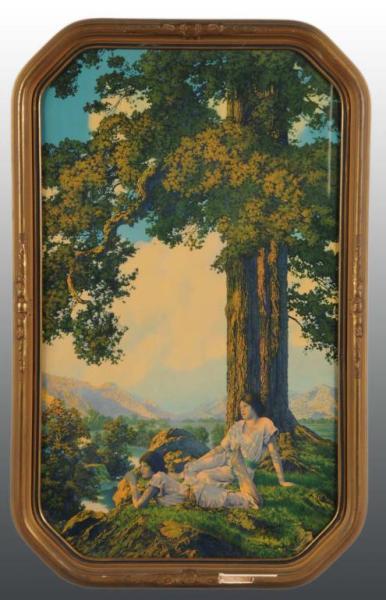 Appraisal: Maxfield Parish Large Tree Mountain Scene Print Description Framed under