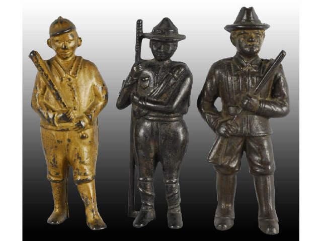 Appraisal: Lot of Cast Iron Figural Still Banks Description Includes baseball