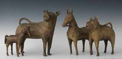 Appraisal: A Collection of Four Dhokra Tribal Animal Figurines Including a