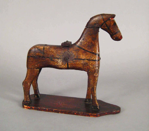 Appraisal: Carved and painted horse pull toy mid th c h