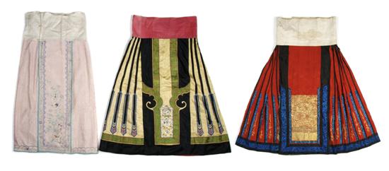 Appraisal: A Group of Three Chinese Silk Skirts Length of longest