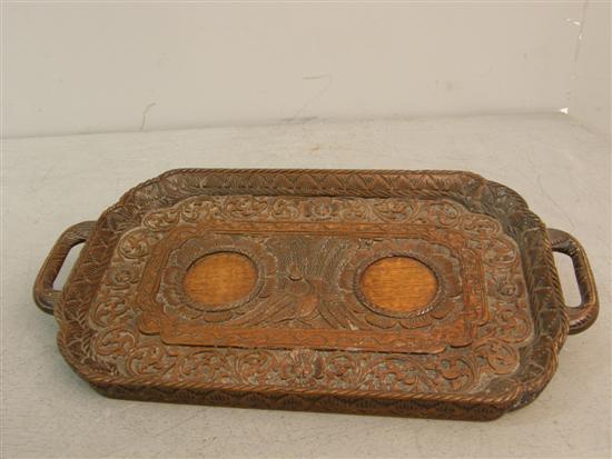 Appraisal: th century oak carved tray w d in