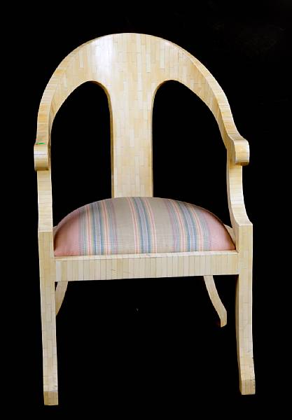 Appraisal: A modern Empire style bone veneered armchair height in width