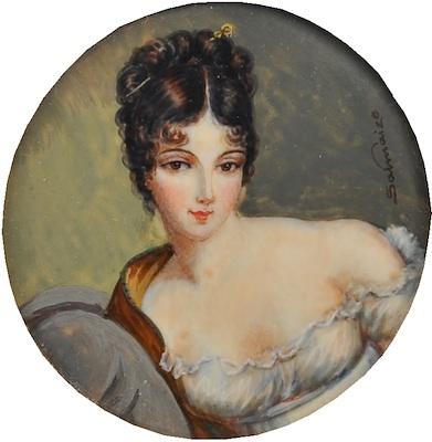 Appraisal: A Miniature Portrait Signed Solmaize Depicting the famous Mme Juliette