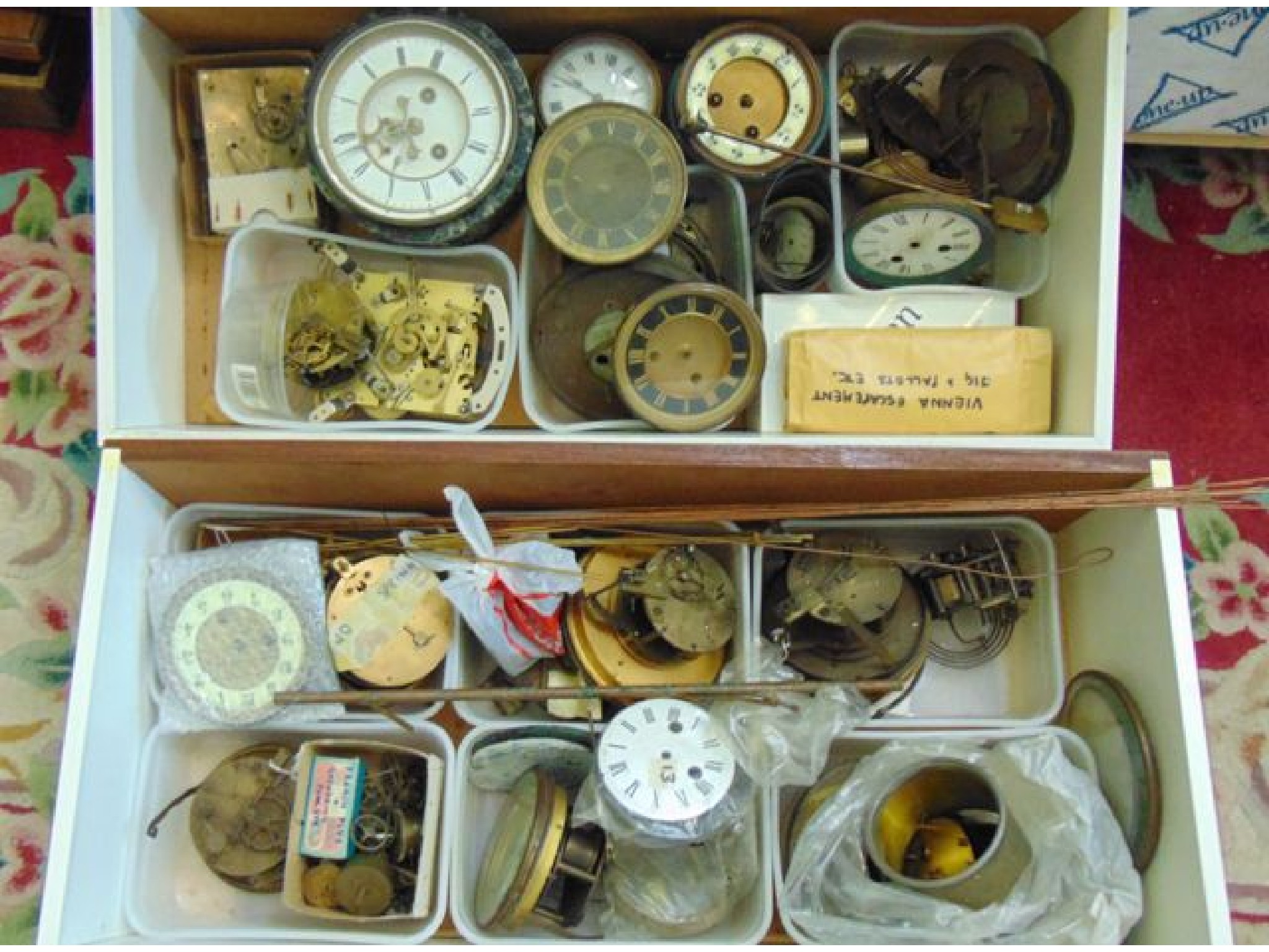 Appraisal: Two drawers containing a collection of th century clock movements