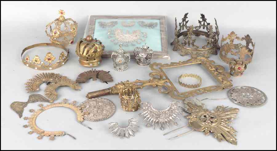 Appraisal: COLLECTION OF FIVE INFANT JESUS OF PRAGUE CROWNS Together with