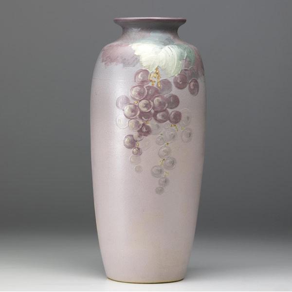 Appraisal: WELLER Hudson Perfecto vase painted with clusters of grapes on