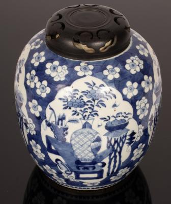 Appraisal: A Chinese blue and white ginger jar Qing dynasty decorated