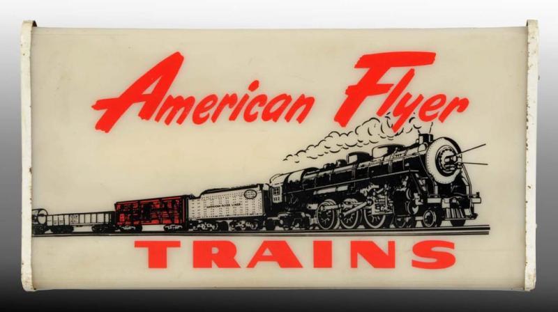 Appraisal: American Flyer Lighted Train Sign Description Working Rare item Says