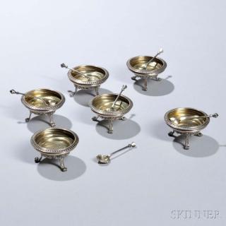 Appraisal: Six Victorian Sterling Silver Salt Cellars and Spoons London -