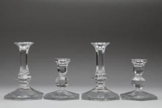 Appraisal: Val St Lambert Crystal Glass Candlesticks Pair Lead crystal colorless