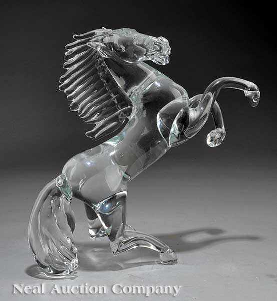 Appraisal: A Large Crystal Figure of a Rearing Horse th c