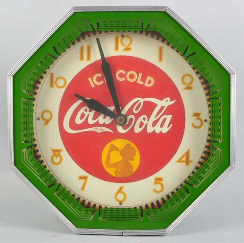 Appraisal: Coca-Cola Octagonal Neon Clock Circa Nice original face with only