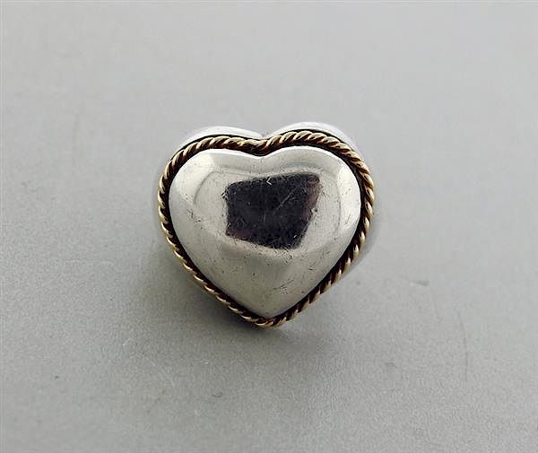 Appraisal: Tiffany Co Sterling Silver K Gold Heart Dome Ring METAL