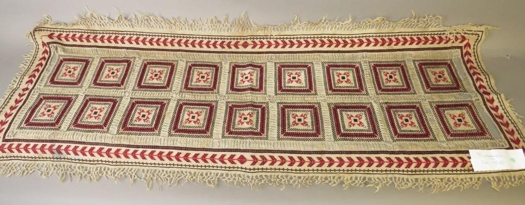 Appraisal: EARLY RUSSIAN EMBROIDERED TABLE RUNNERca - homespun linen weave with