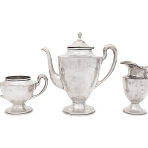 Appraisal: A Mexican Silver Three-Piece Tea Service th Century comprising teapot