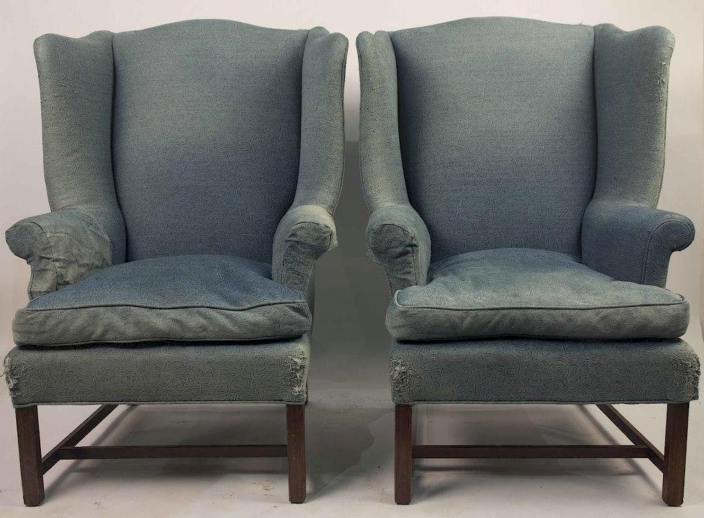 Appraisal: Two Upholstered Wing Back Chairs Two upholstered wing back chairs