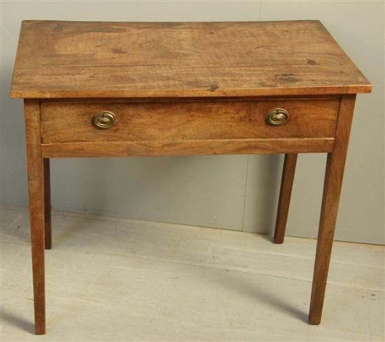 Appraisal: th century mahogany side table with three drawers on square