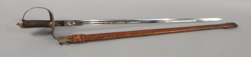 Appraisal: A George V Officer's sword with leather scabbard and shagreen