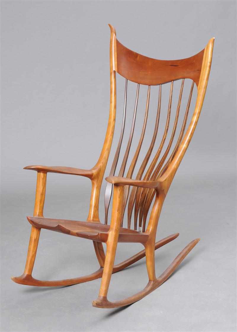 Appraisal: ARTISAN CRAFTED ROCKING CHAIR INSPIRED BY SAM MALOOF - Signed