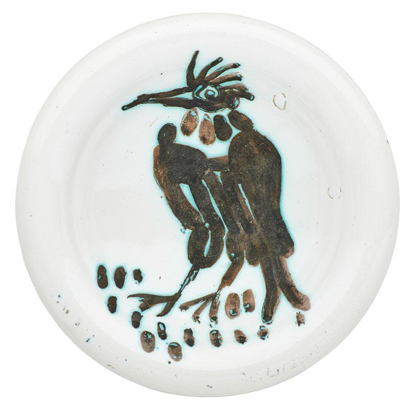 Appraisal: PABLO PICASSO MADOURA Ashtray Bird with tuft PABLO PICASSO -